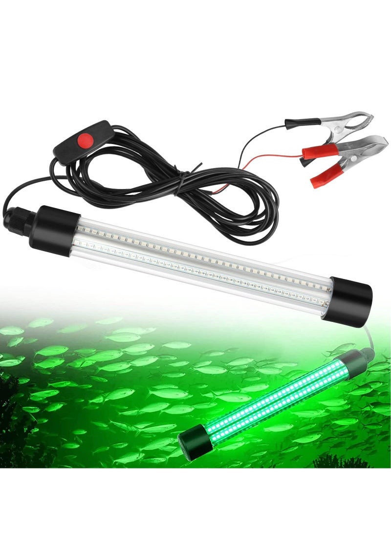 12V 20W Submersible Fishing Light, 216 LEDs Green Night Lights with Independent Switch, Underwater Fish Finder Lamp, Light Attractants 5m Power Cord
