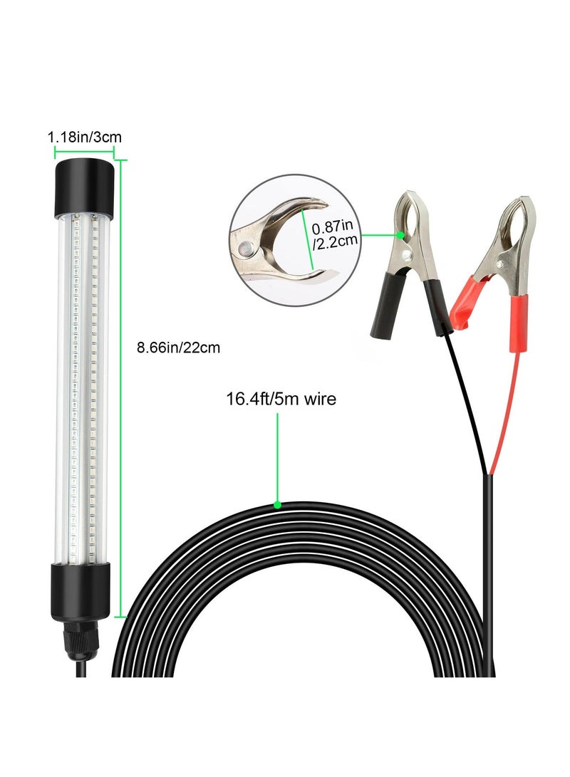 12V 20W Submersible Fishing Light, 216 LEDs Green Night Lights with Independent Switch, Underwater Fish Finder Lamp, Light Attractants 5m Power Cord