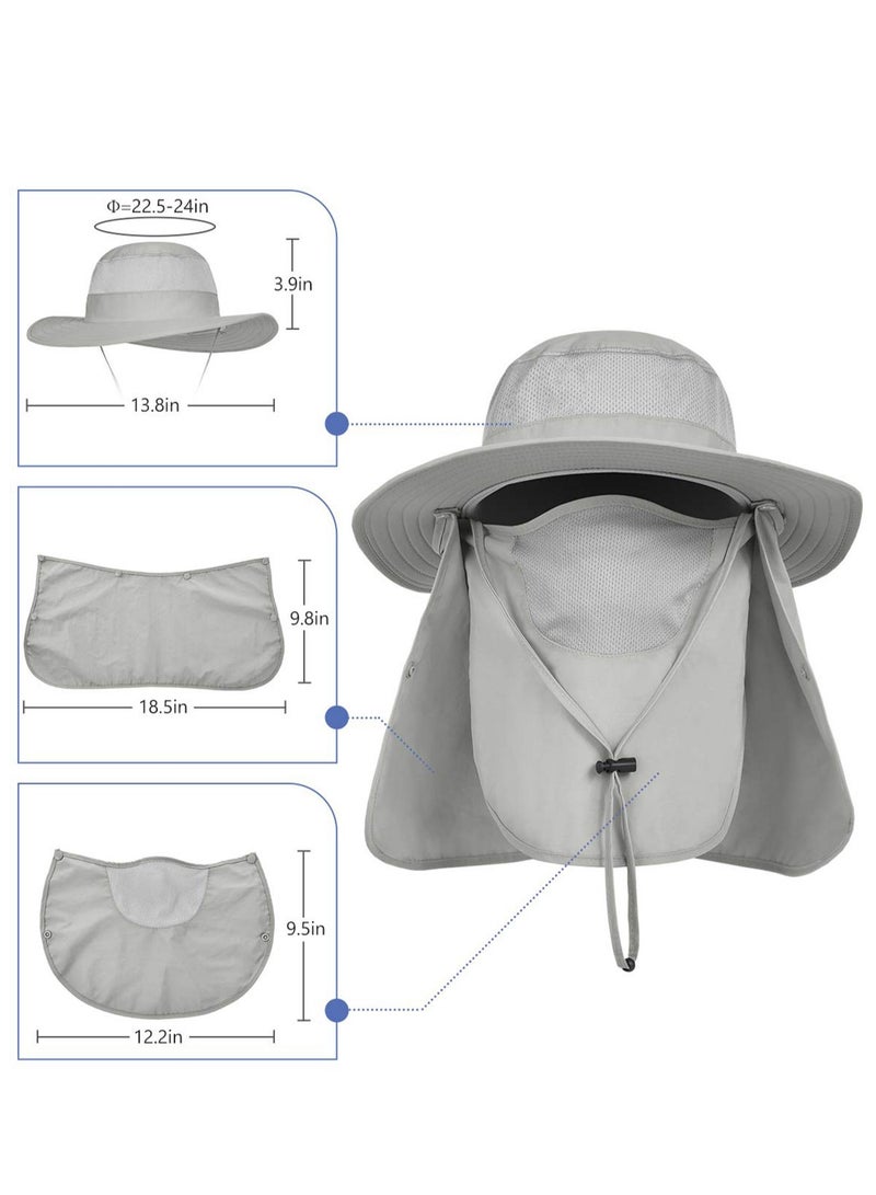 Outdoor Sun Hat UPF 50 Protection Waterproof Fishing Cap Face Cover Summer Neck Flap Hat, Unisex with Cap,