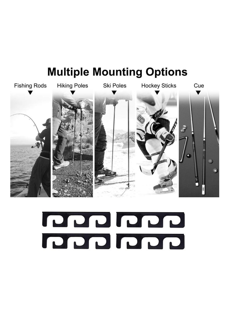Fishing Rod Holder 4 Pcs Azonee Transparent Pole Wall or Ceiling Storage Rack Mount for Garage Wall-Ultra Strong Weatherproof Indoor and Outdoor Use Holds 6 Rods