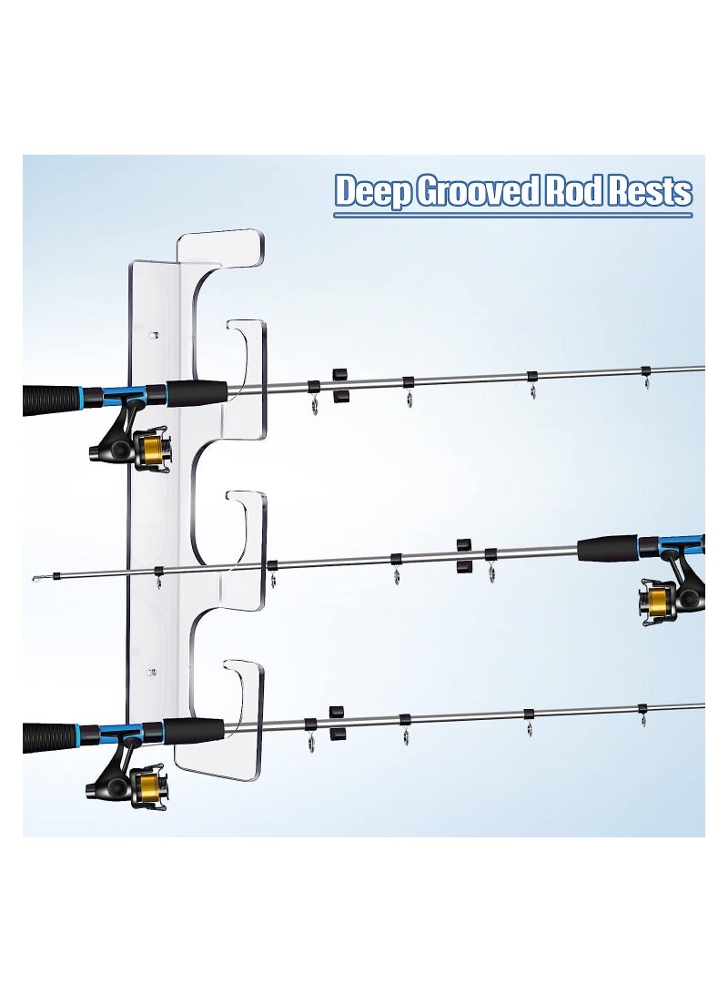 Fishing Rod Holder 4 Pcs Azonee Transparent Pole Wall or Ceiling Storage Rack Mount for Garage Wall-Ultra Strong Weatherproof Indoor and Outdoor Use Holds 6 Rods