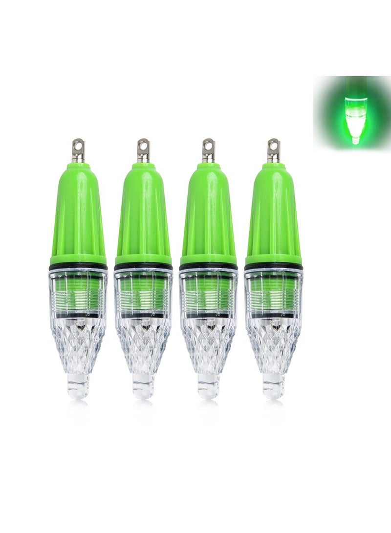 LED Underwater Fishing Light, 4Pcs Deep Drop Super Waterproof Attractive Glow Bait Lure Green Lamp Night Tools for Saltwater Freshwater