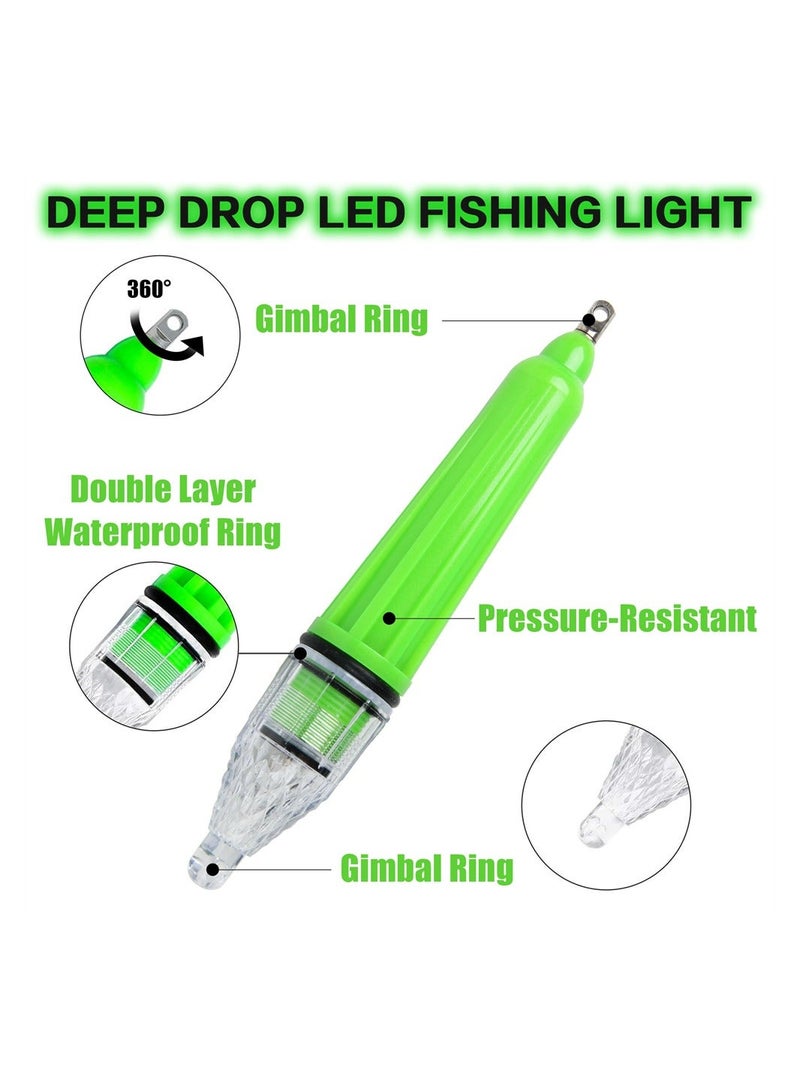 LED Underwater Fishing Light, 4Pcs Deep Drop Super Waterproof Attractive Glow Bait Lure Green Lamp Night Tools for Saltwater Freshwater