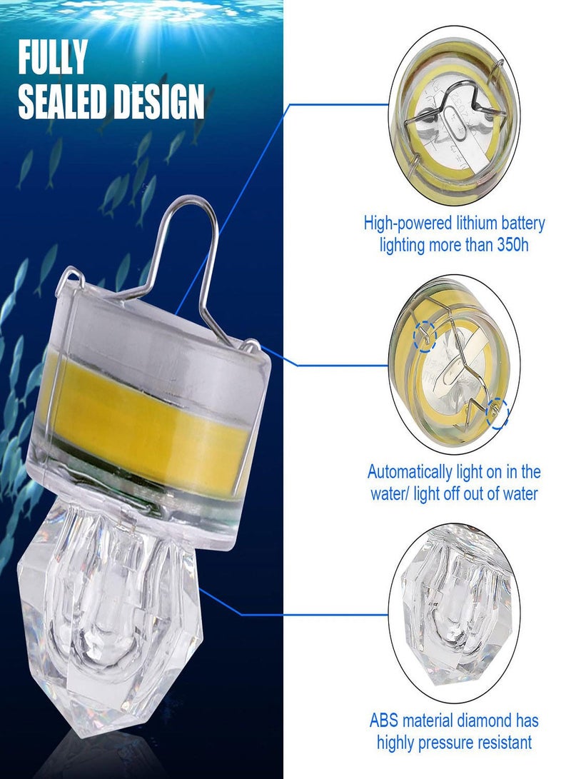 Deep Drop Fishing Light, 6Pcs LED Artificial Diamond Style Lights, Bait Lure Squid Durable Practical Tool, Versatile Light for Attracting Fish, Saltwater Freshwater Bass Halibut