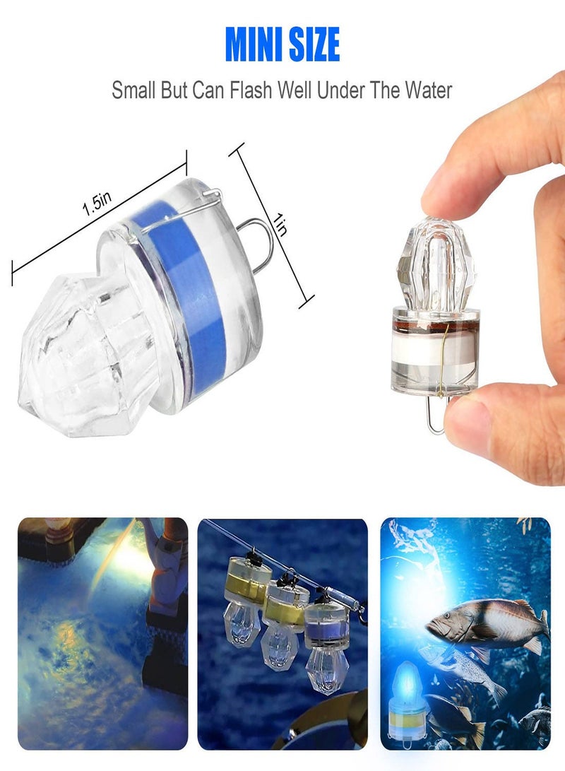 Deep Drop Fishing Light, 6Pcs LED Artificial Diamond Style Lights, Bait Lure Squid Durable Practical Tool, Versatile Light for Attracting Fish, Saltwater Freshwater Bass Halibut