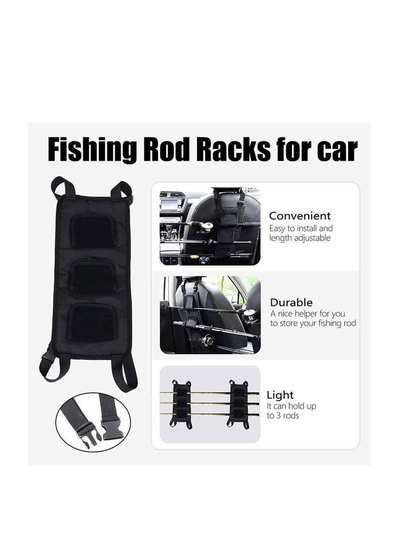 Fishing Rod Holder Adjustable Polyester Strap Combined Bracket for Vehicle Ship Rear Seats, SUV Wagons Van, Nylon Cloth Neoprene Cover