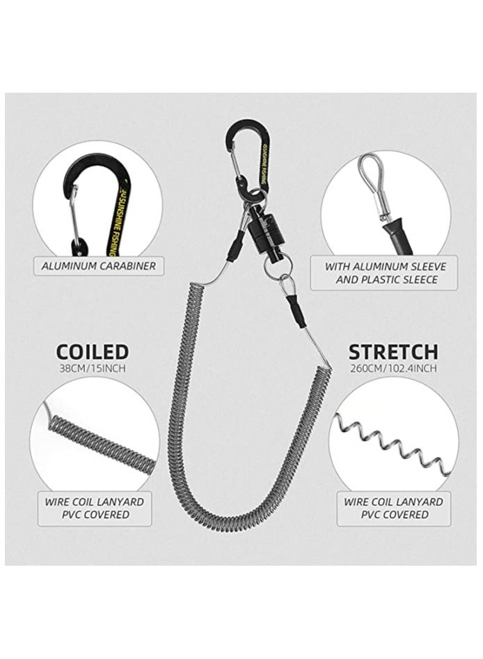 Magnetic Net Release Holder, Double Keychain Hook for Fly Fishing, with Lanyard Carabiner, Fishing Quick-release Buckle Strong Wire Telescopic Rope Multi-purpose Quick-Release