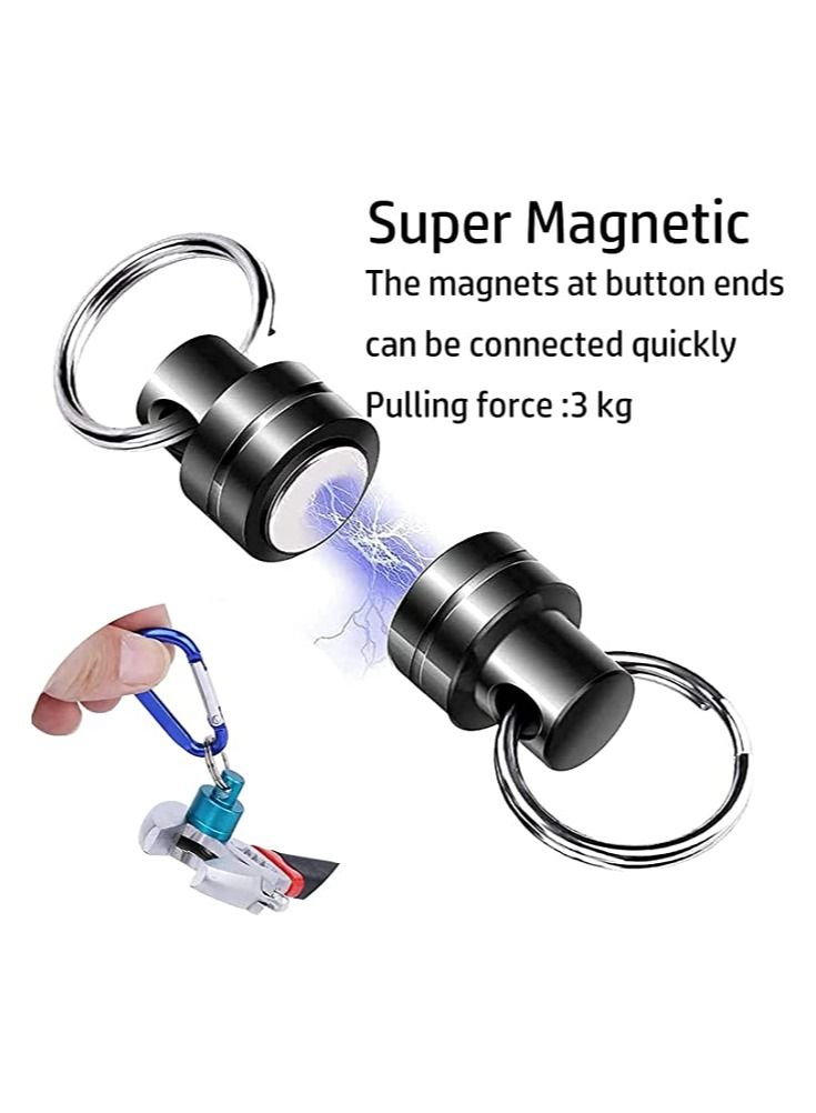 Magnetic Net Release Holder, Double Keychain Hook for Fly Fishing, with Lanyard Carabiner, Fishing Quick-release Buckle Strong Wire Telescopic Rope Multi-purpose Quick-Release