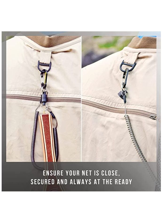 Magnetic Net Release Holder, Double Keychain Hook for Fly Fishing, with Lanyard Carabiner, Fishing Quick-release Buckle Strong Wire Telescopic Rope Multi-purpose Quick-Release