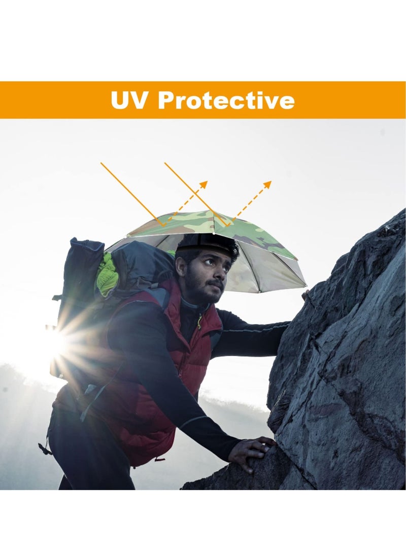 SYOSI Umbrella Hat 65cm Sunscreen Windproof Hands Free Head Cap UV Protection Hats Mounted Top Folding for Fishing Beach Outdoor Golf Sunshade