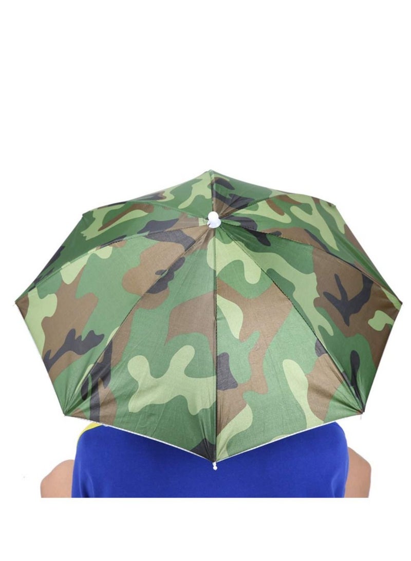 SYOSI Umbrella Hat 65cm Sunscreen Windproof Hands Free Head Cap UV Protection Hats Mounted Top Folding for Fishing Beach Outdoor Golf Sunshade
