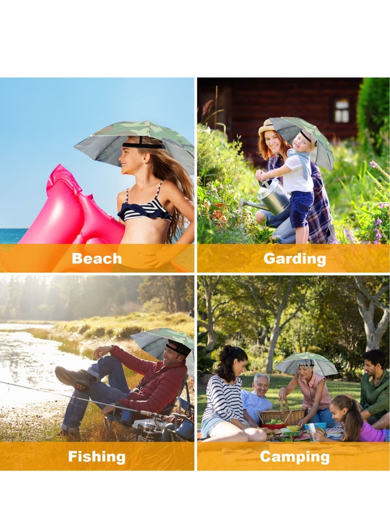 SYOSI Umbrella Hat 65cm Sunscreen Windproof Hands Free Head Cap UV Protection Hats Mounted Top Folding for Fishing Beach Outdoor Golf Sunshade