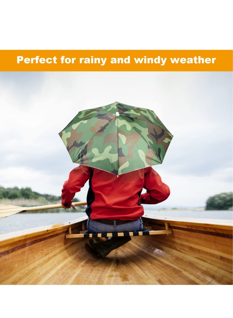 SYOSI Umbrella Hat 65cm Sunscreen Windproof Hands Free Head Cap UV Protection Hats Mounted Top Folding for Fishing Beach Outdoor Golf Sunshade