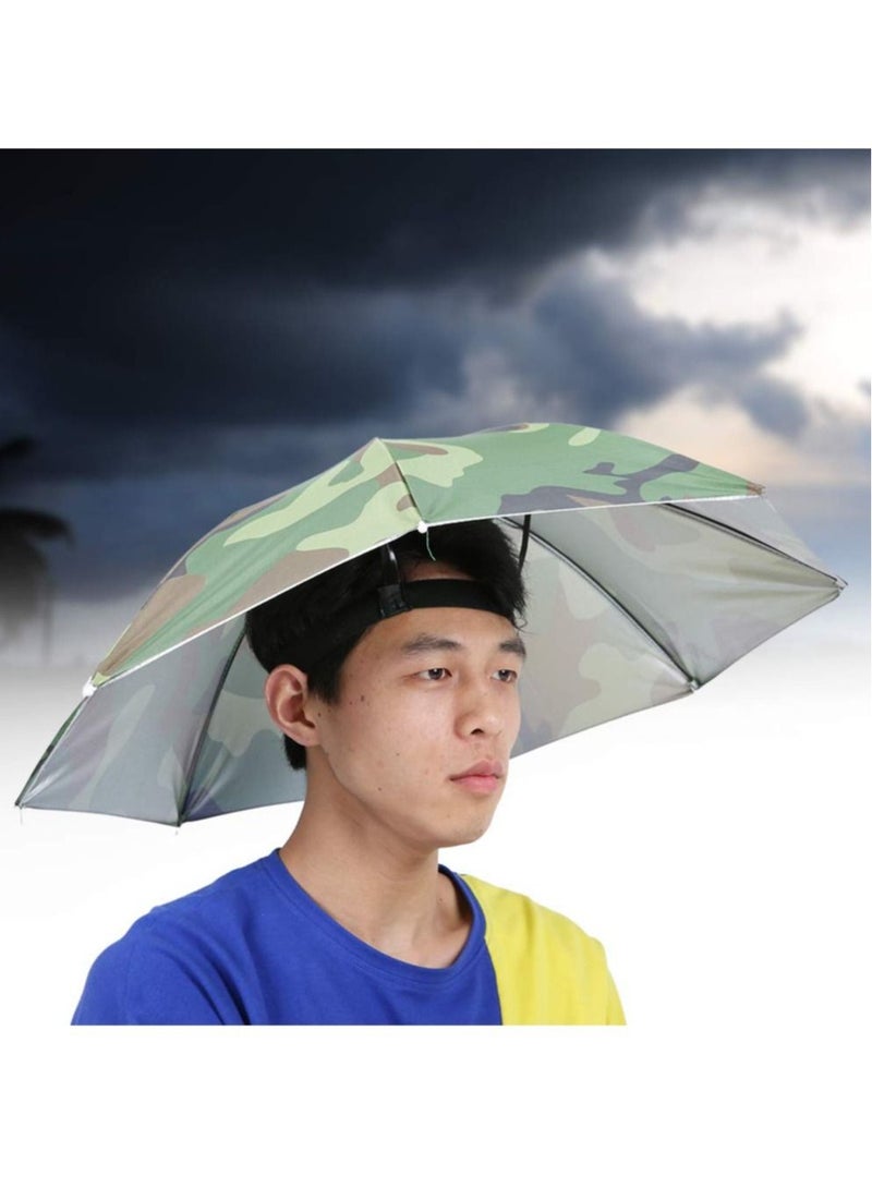 SYOSI Umbrella Hat 65cm Sunscreen Windproof Hands Free Head Cap UV Protection Hats Mounted Top Folding for Fishing Beach Outdoor Golf Sunshade
