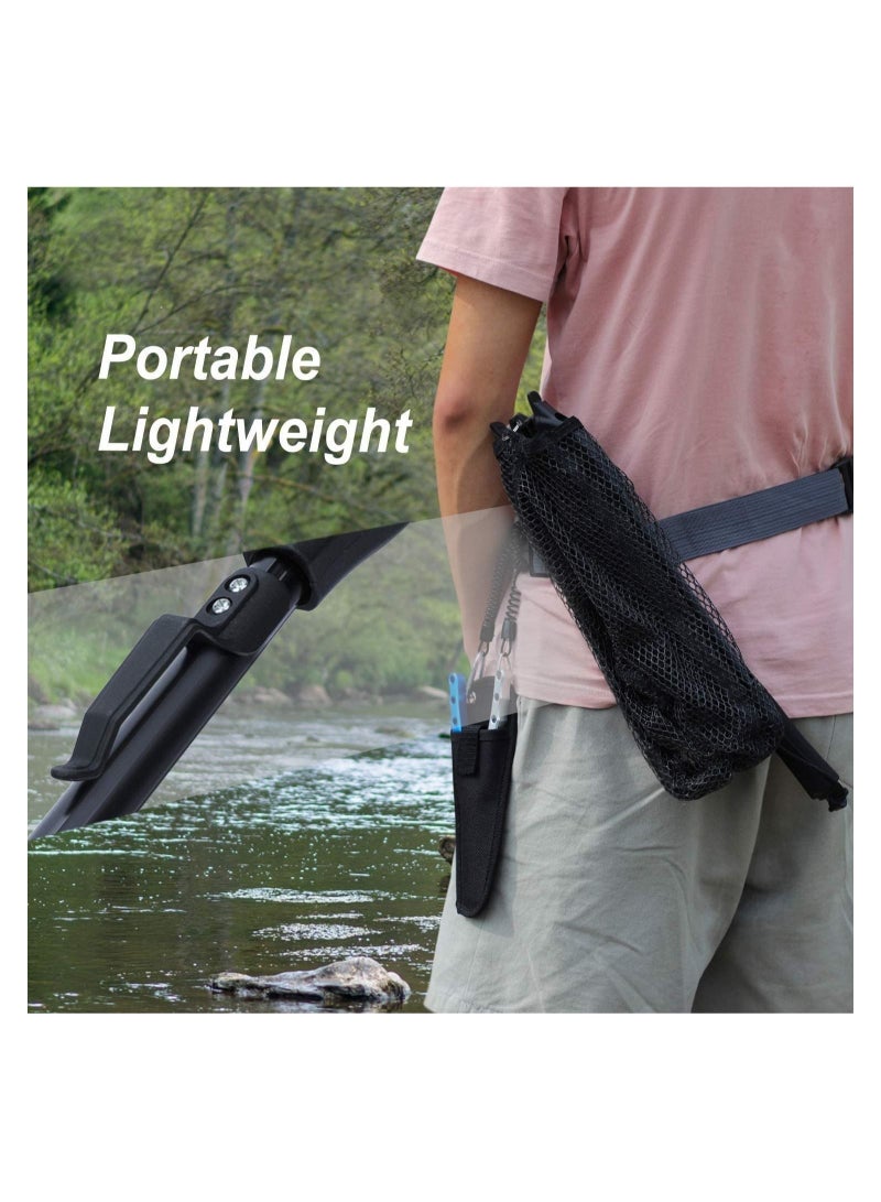 Fishing Net Folding Landing Net, Collapsible Telescopic Aluminum Pole Handle, Durable Nylon Mesh with Coating, Safe Fish Catching or Releasing, Portable Accessory