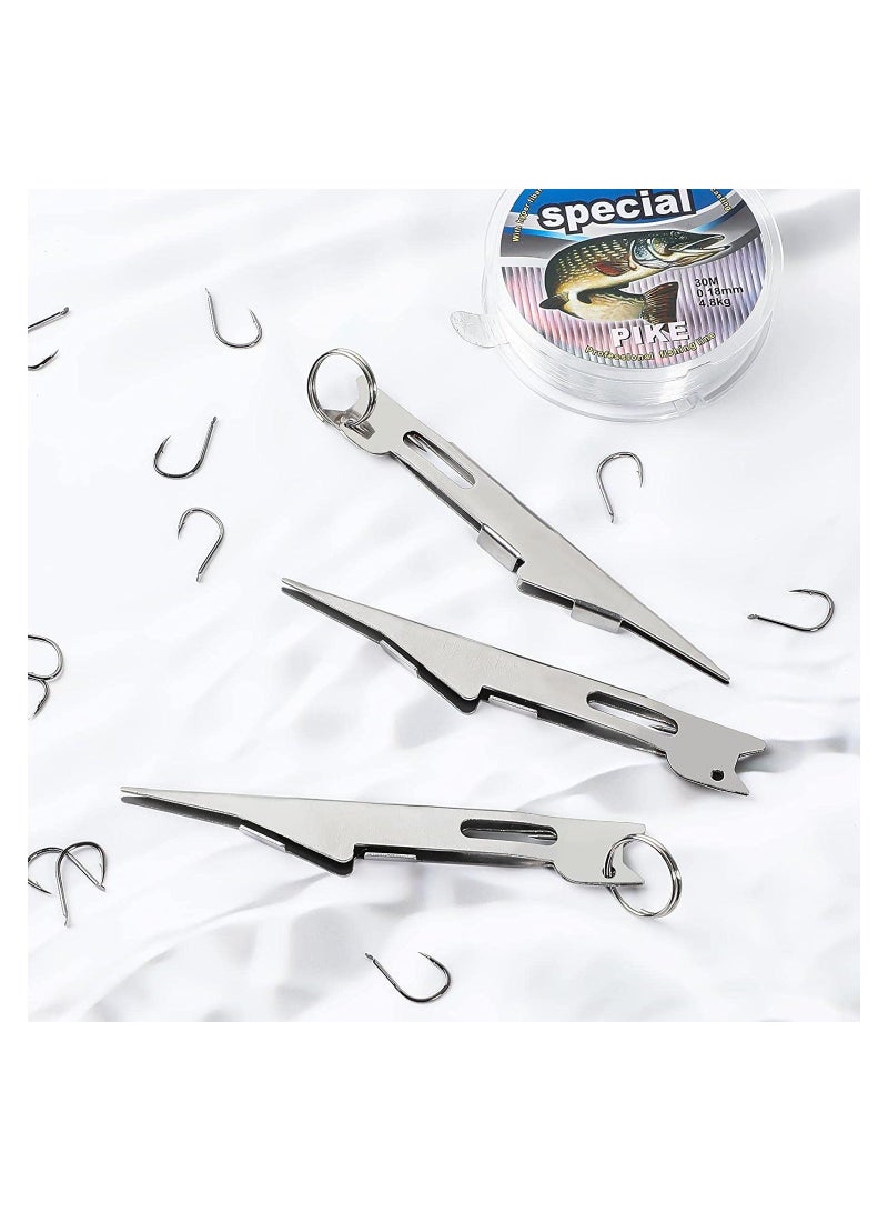 SYOSI Fishing Line Knot Tyer, Quick Tie Tying Tool, Fly Nail Angler Accessories Equipment for Hooks Lures Lines, Silver, 3 Pcs