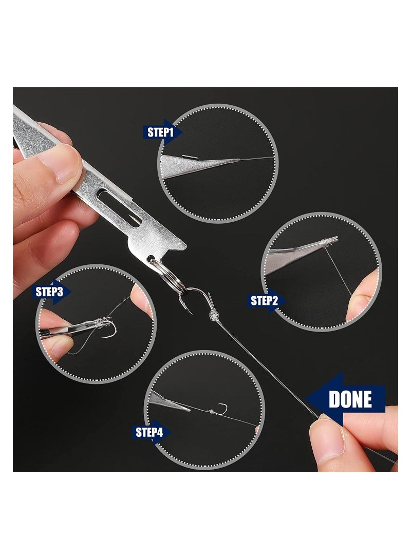 SYOSI Fishing Line Knot Tyer, Quick Tie Tying Tool, Fly Nail Angler Accessories Equipment for Hooks Lures Lines, Silver, 3 Pcs