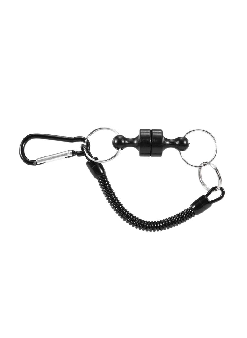 Magnetic Release Holde, With Coiled Lanyard, Outdoor Mountaineering Camping Anti-lost Keychain for Fly Fishing Keeper Landing Net Connector (6 sets)