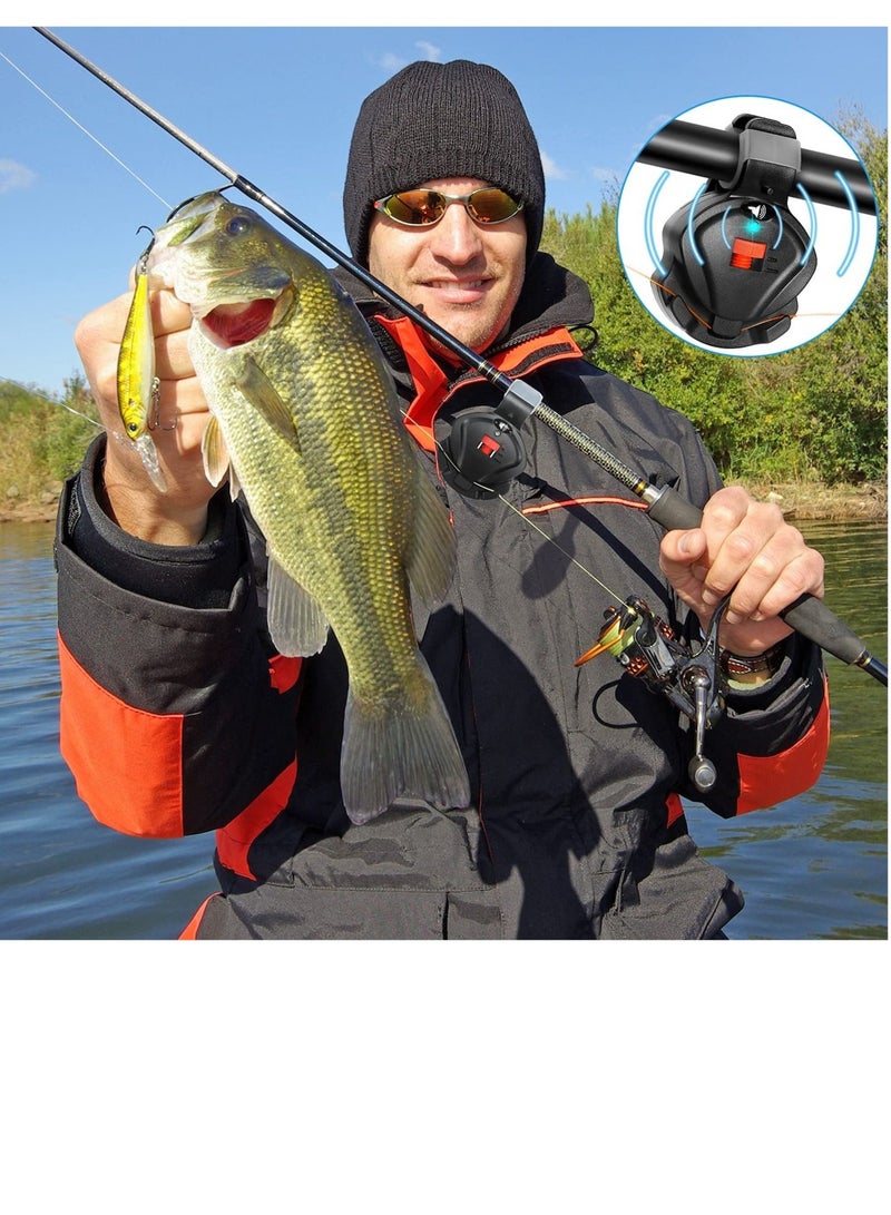 4 PCS Fishing Bite Alarm, Sensitive Electronic Sound Indicator Alert Bell with LED Lights Bells Clip On Rod, Carp Outdoor