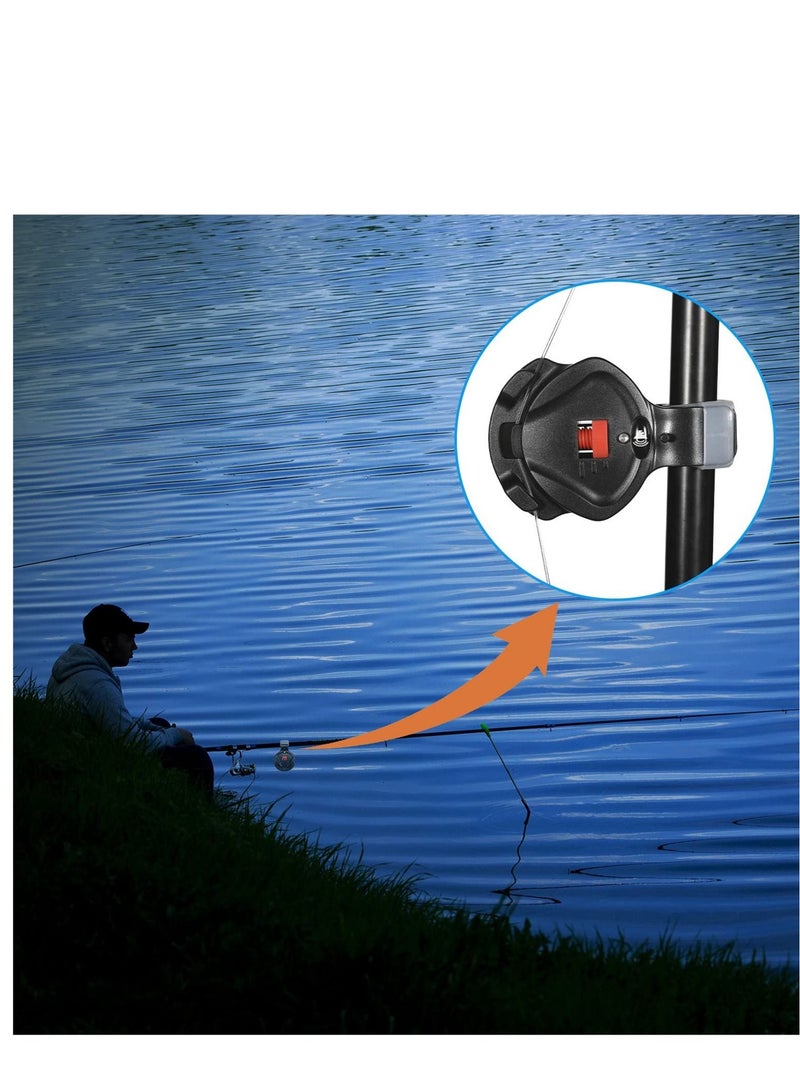 4 PCS Fishing Bite Alarm, Sensitive Electronic Sound Indicator Alert Bell with LED Lights Bells Clip On Rod, Carp Outdoor
