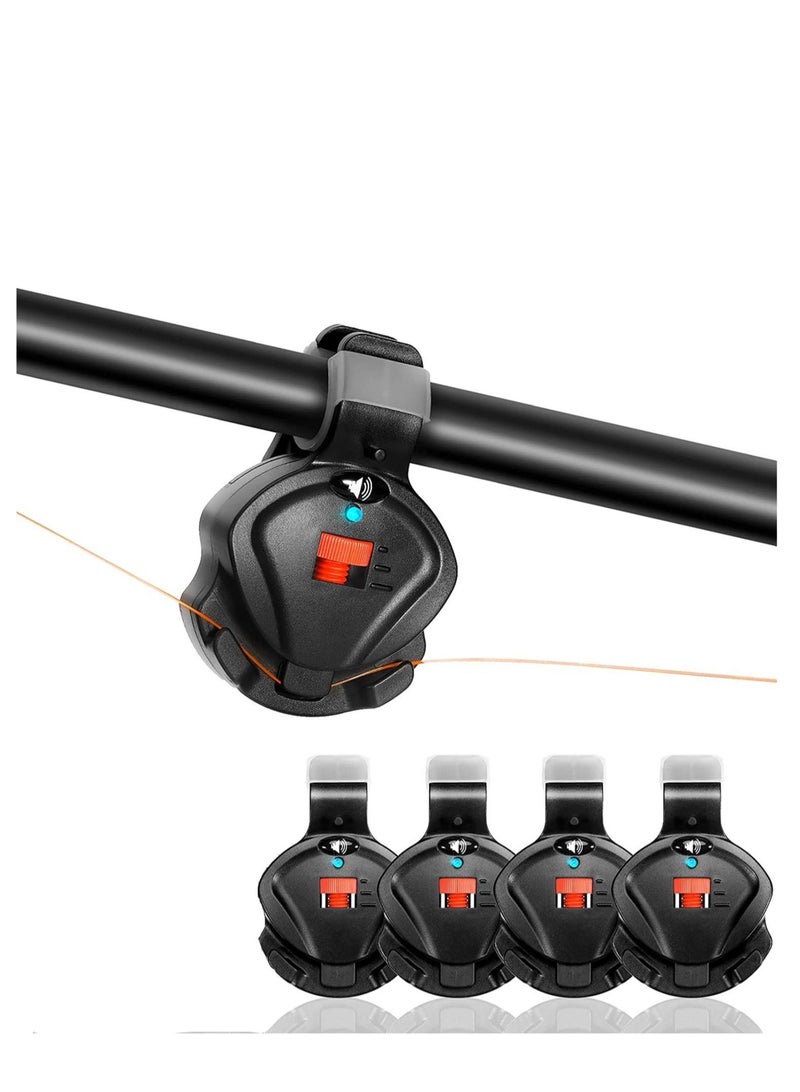 4 PCS Fishing Bite Alarm, Sensitive Electronic Sound Indicator Alert Bell with LED Lights Bells Clip On Rod, Carp Outdoor
