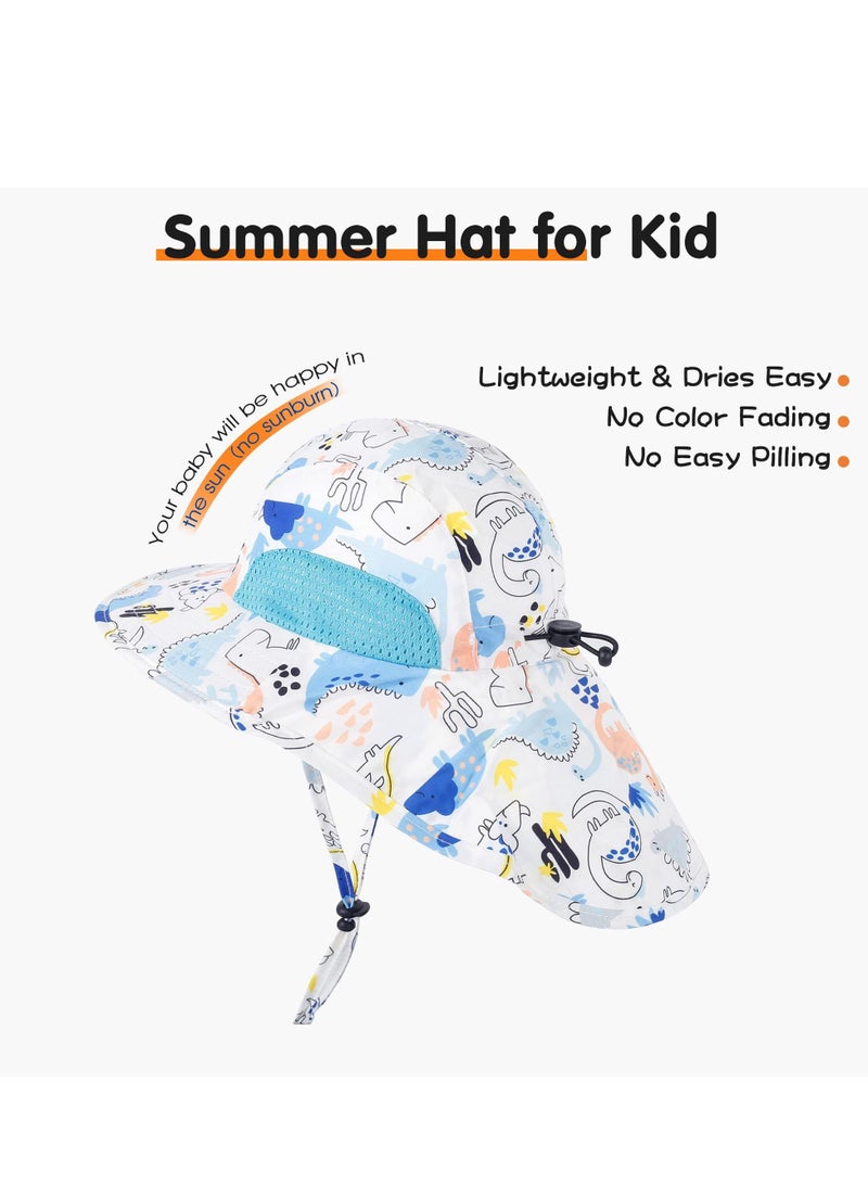 Baby Sun Hat, Toddler Protection Hats with UPF 50+, Summer Outdoor Adjustable Beach Cap for 2-6 Years Kids Girl Boy Lightblue