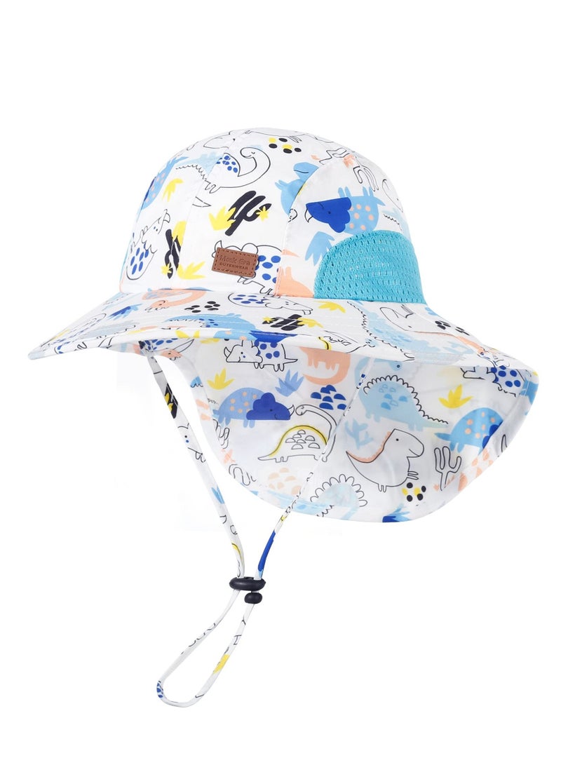 Baby Sun Hat, Toddler Protection Hats with UPF 50+, Summer Outdoor Adjustable Beach Cap for 2-6 Years Kids Girl Boy Lightblue
