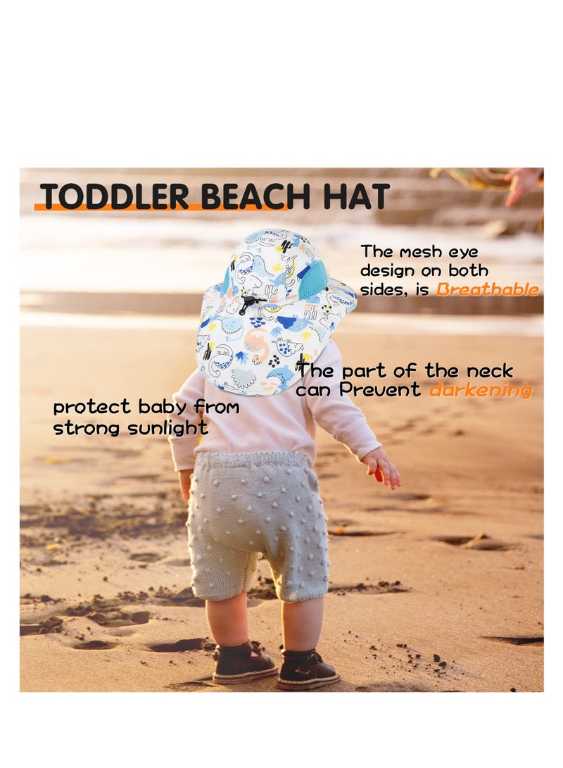 Baby Sun Hat, Toddler Protection Hats with UPF 50+, Summer Outdoor Adjustable Beach Cap for 2-6 Years Kids Girl Boy Lightblue