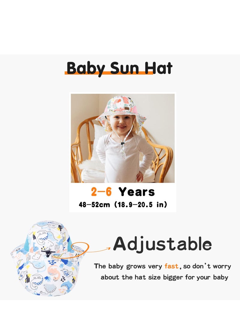 Baby Sun Hat, Toddler Protection Hats with UPF 50+, Summer Outdoor Adjustable Beach Cap for 2-6 Years Kids Girl Boy Lightblue