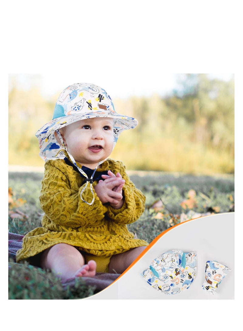 Baby Sun Hat, Toddler Protection Hats with UPF 50+, Summer Outdoor Adjustable Beach Cap for 2-6 Years Kids Girl Boy Lightblue