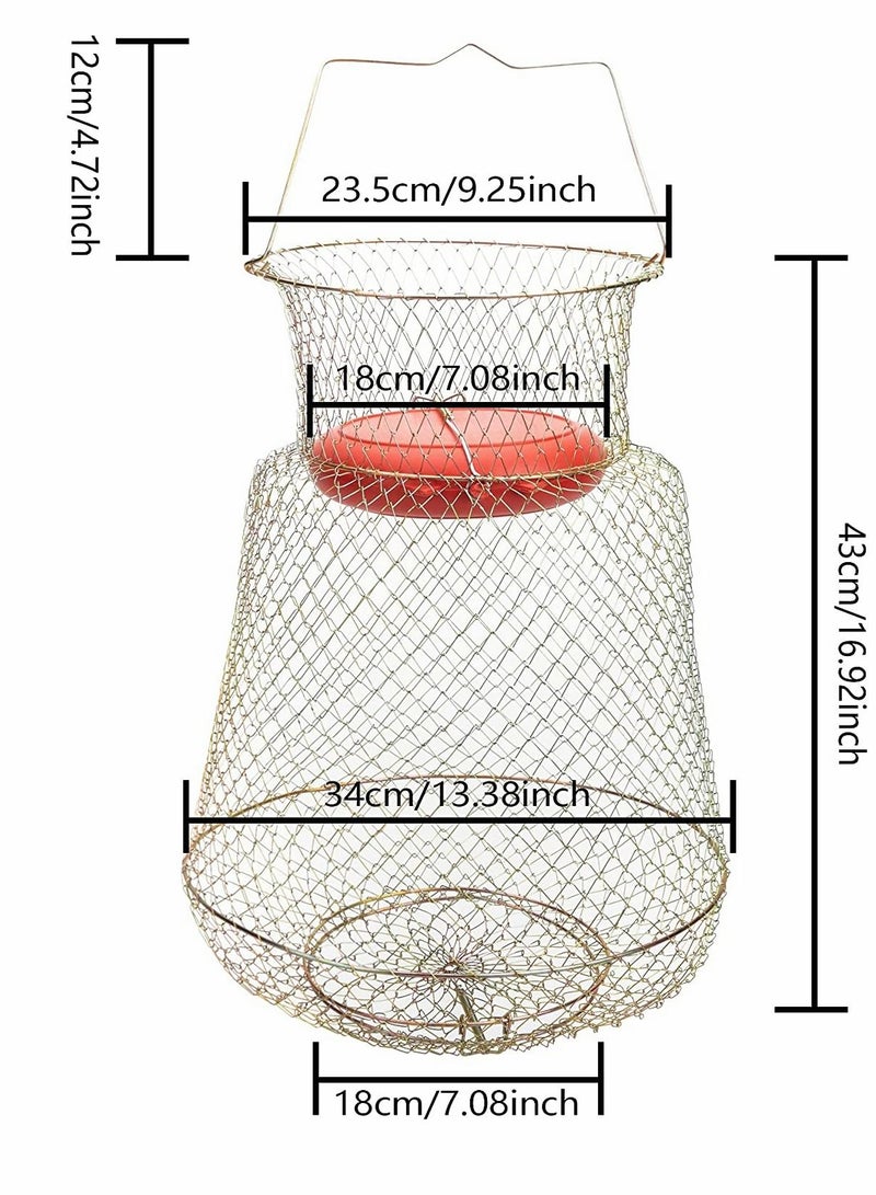 Fishing Net 1Pcs 450g Fish Trap Floatable Collapsible Galvanized Steel Wire Basket Portable Robust Easy to Use Cast nets for Hiking Equipment Supplies