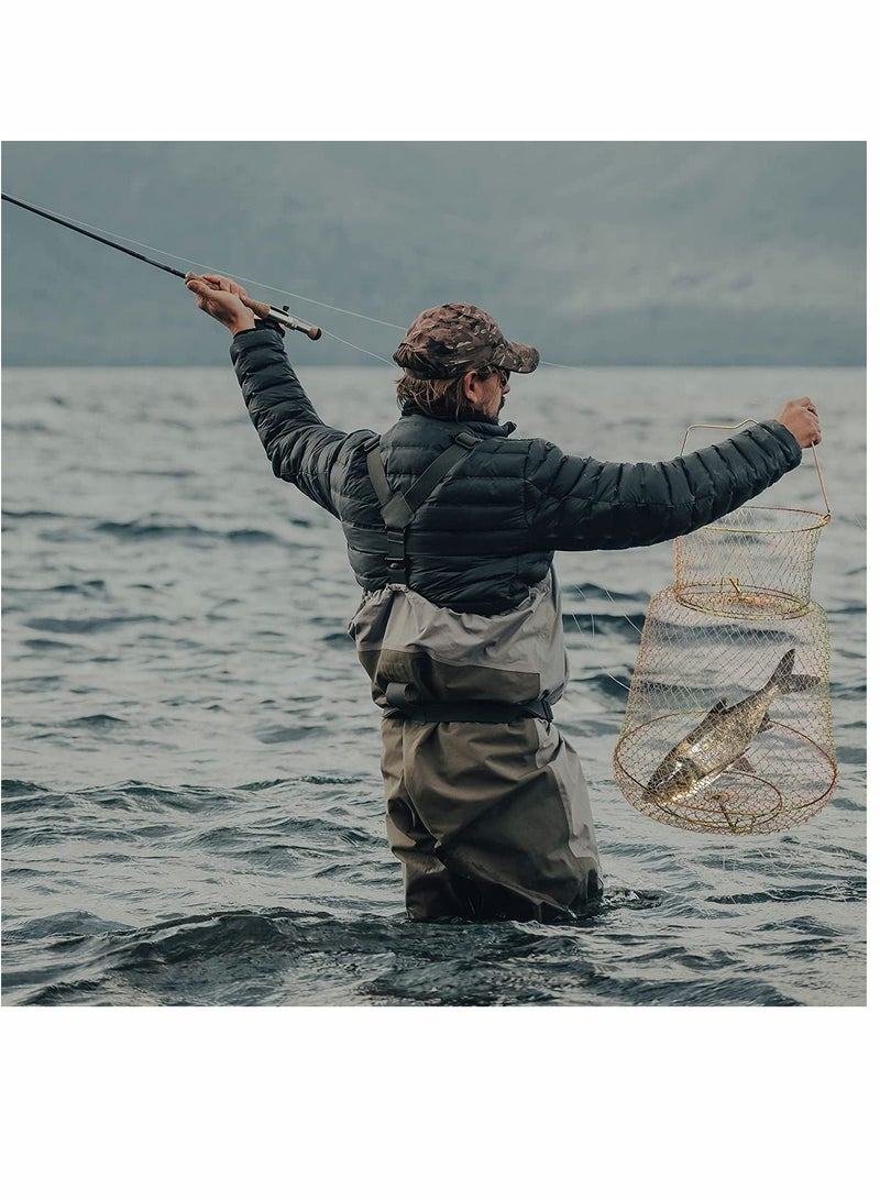 Fishing Net 1Pcs 450g Fish Trap Floatable Collapsible Galvanized Steel Wire Basket Portable Robust Easy to Use Cast nets for Hiking Equipment Supplies