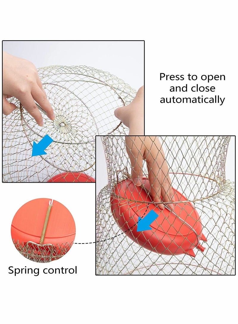 Fishing Net 1Pcs 450g Fish Trap Floatable Collapsible Galvanized Steel Wire Basket Portable Robust Easy to Use Cast nets for Hiking Equipment Supplies