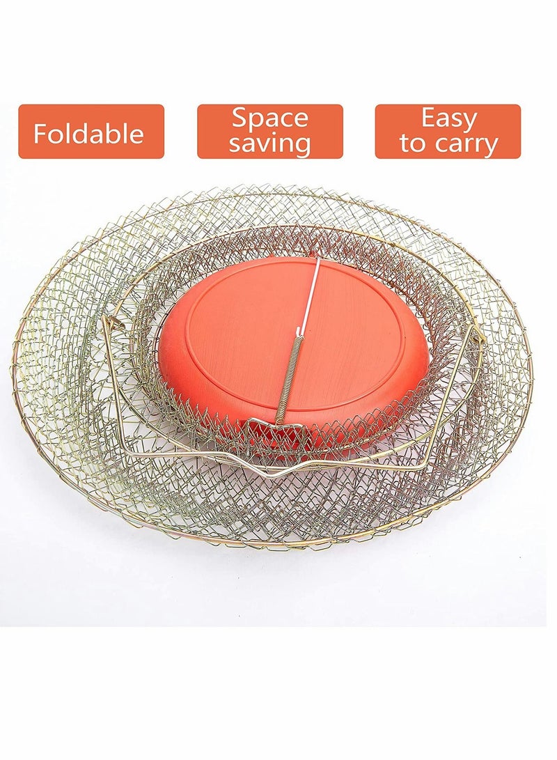 Fishing Net 1Pcs 450g Fish Trap Floatable Collapsible Galvanized Steel Wire Basket Portable Robust Easy to Use Cast nets for Hiking Equipment Supplies