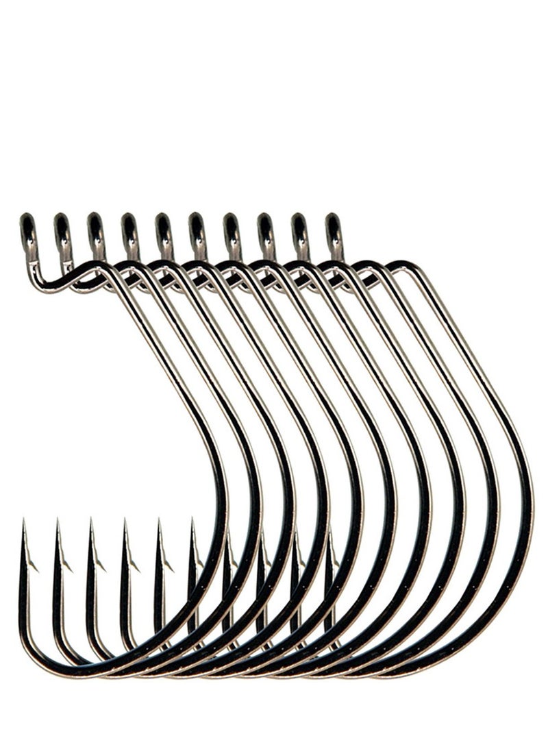 100 Pcs Fishing Hooks, High Carbon Steel Offset Worm Hooks with Plastic Box, Strong Sharp Soft Bait Jig Fish Barbs for Bass Freshwater Saltwater