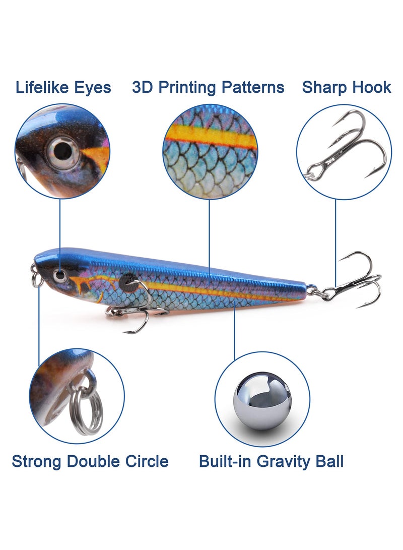 Fishing Lures Kit, Lifelike Action, Super Sharp Hooks, Sturdy and Durable - Perfect for Bass, Trout, Pike, More
