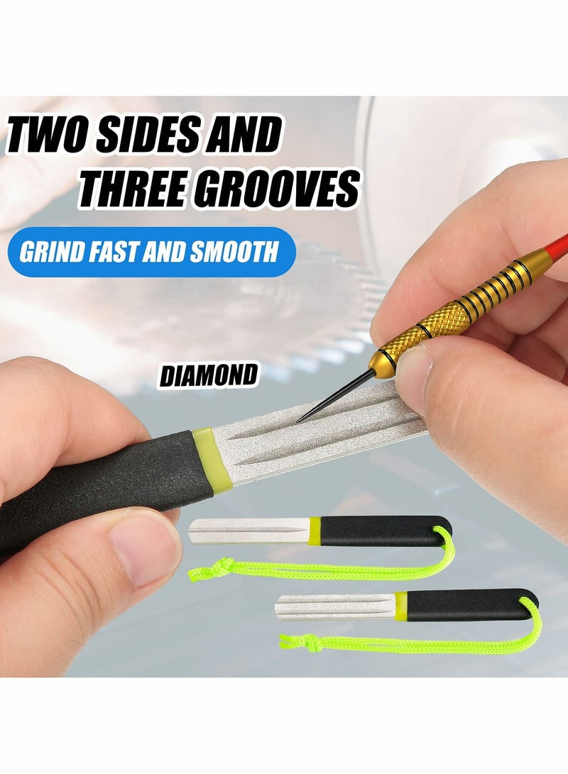 Hook Sharpener File for Fishing Diamond Sports with Handle Portable Fish Double Sided Fine and Medium Grit Fishing, 4 Inch 2 Pcs