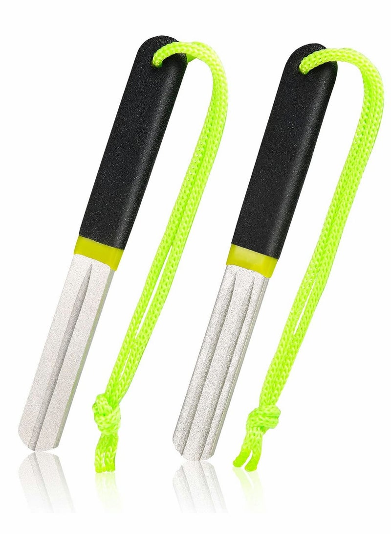 Hook Sharpener File for Fishing Diamond Sports with Handle Portable Fish Double Sided Fine and Medium Grit Fishing, 4 Inch 2 Pcs