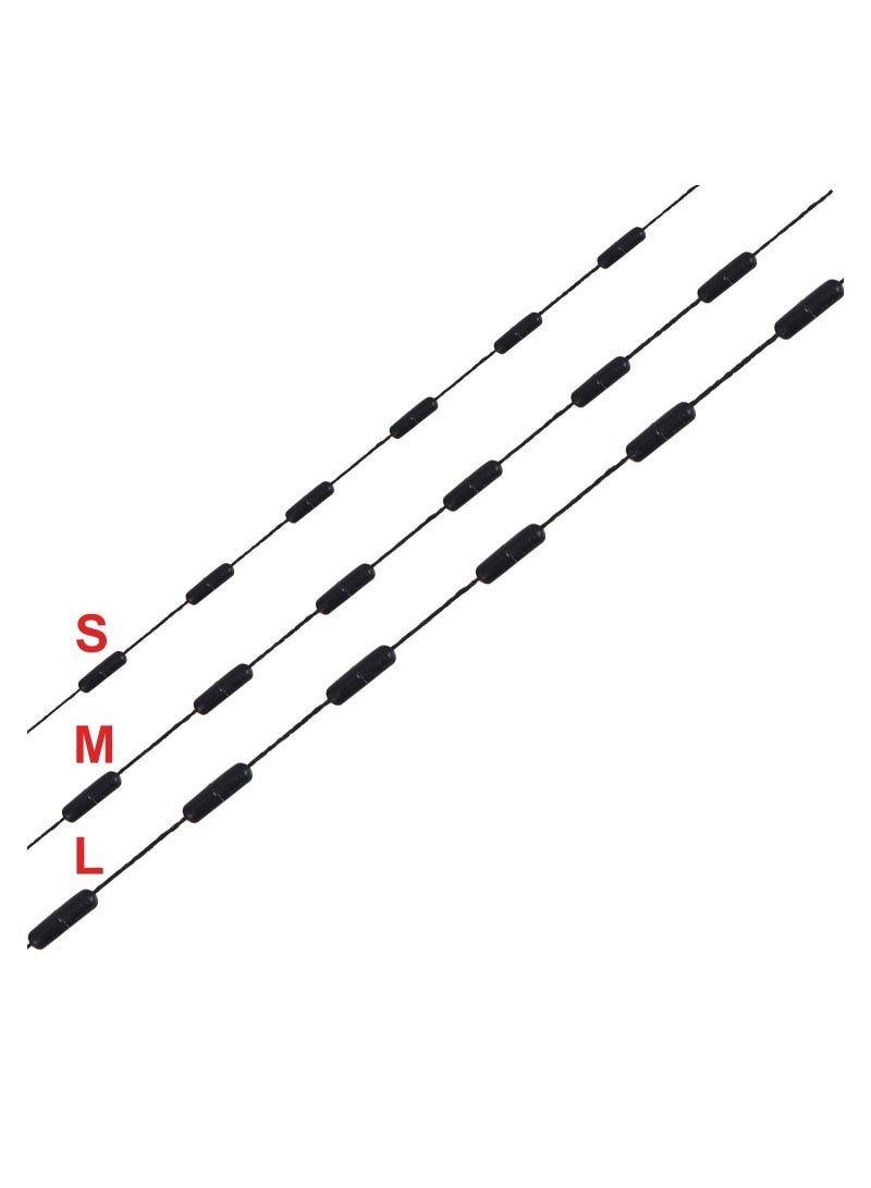 Rubber Bobber Stoppers, Floats for Fishing, Weight Stoppers 1200 Pieces Fishing Beads Stopper, 6 in 1 Black Cylinder Float Sinker Stops