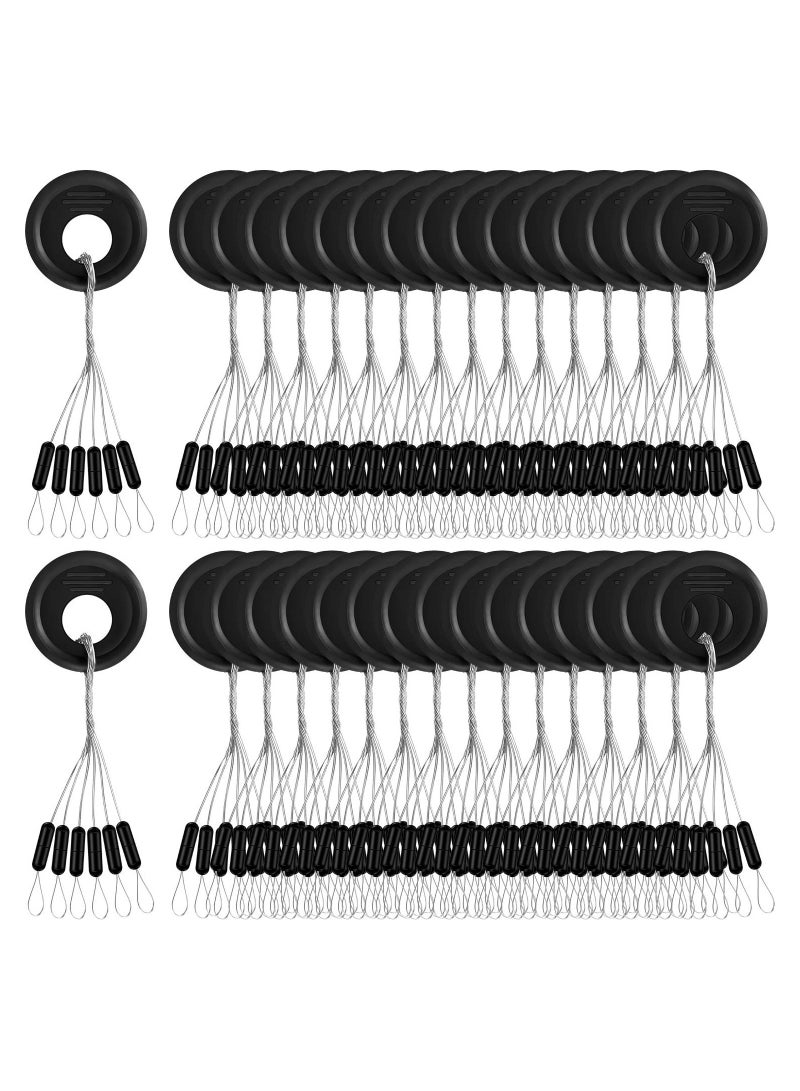 Rubber Bobber Stoppers, Floats for Fishing, Weight Stoppers 1200 Pieces Fishing Beads Stopper, 6 in 1 Black Cylinder Float Sinker Stops