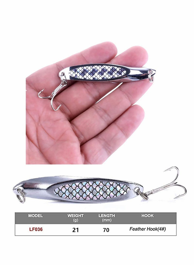 Fishing Lure Set, 5 Pcs Metal Hooks, Sequins Spoons with Hard Bait, Sea Lake Tool