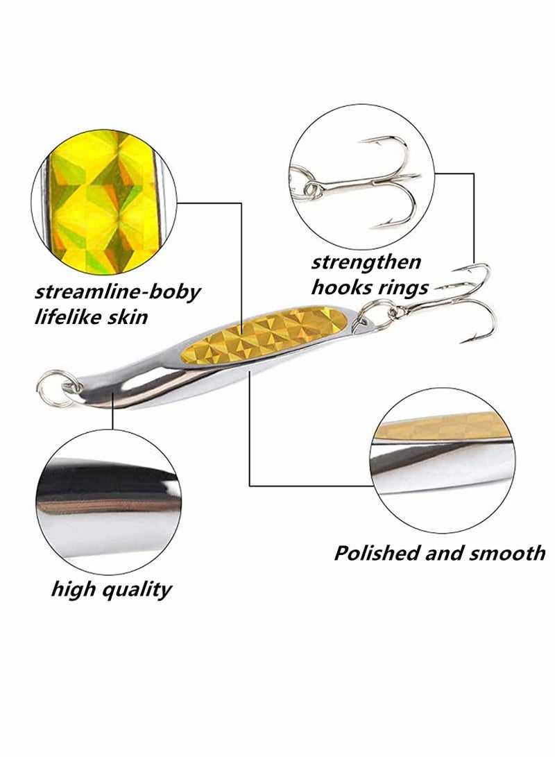 Fishing Lure Set, 5 Pcs Metal Hooks, Sequins Spoons with Hard Bait, Sea Lake Tool