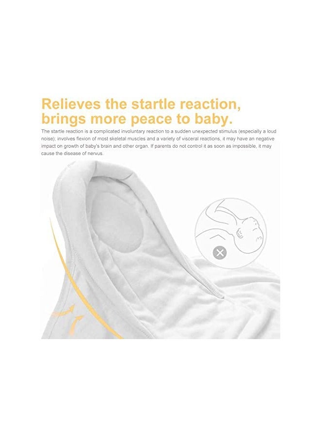 SYOSI Swaddle Blankets, Baby Wrap for Newborn Baby Pure Cotton Baby Wrap with Head-Protecting & Head-Supporting Function for 0-3 Months Newborn Baby (White)