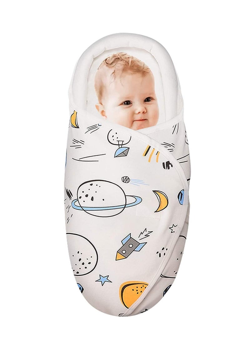 SYOSI Swaddle Blankets, Baby Wrap for Newborn Baby Pure Cotton Baby Wrap with Head-Protecting & Head-Supporting Function for 0-3 Months Newborn Baby (White)
