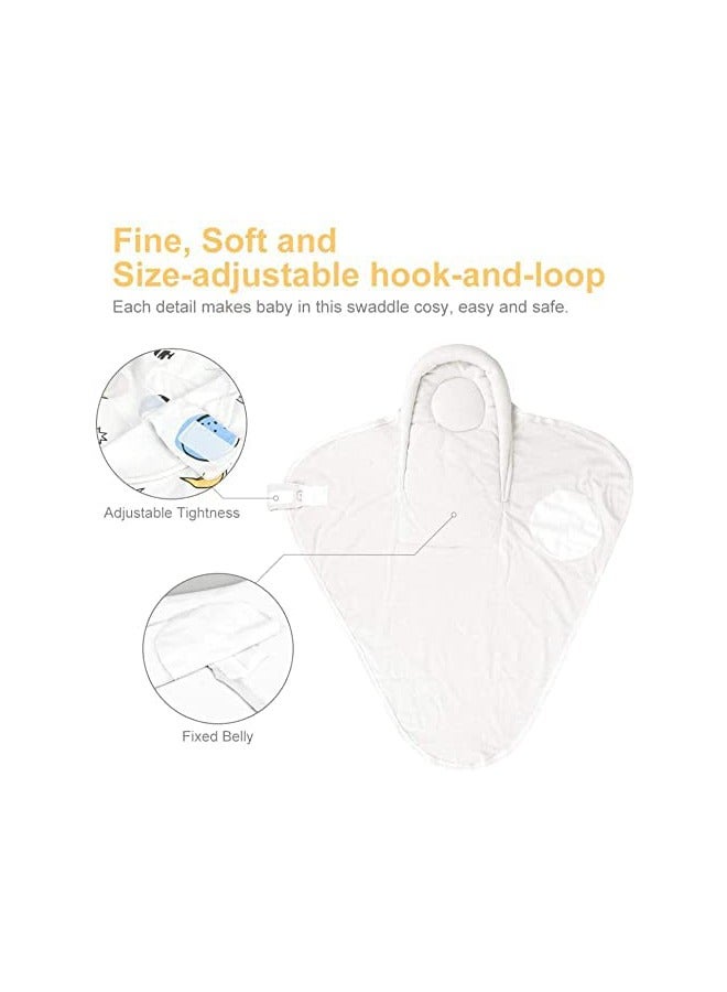 SYOSI Swaddle Blankets, Baby Wrap for Newborn Baby Pure Cotton Baby Wrap with Head-Protecting & Head-Supporting Function for 0-3 Months Newborn Baby (White)