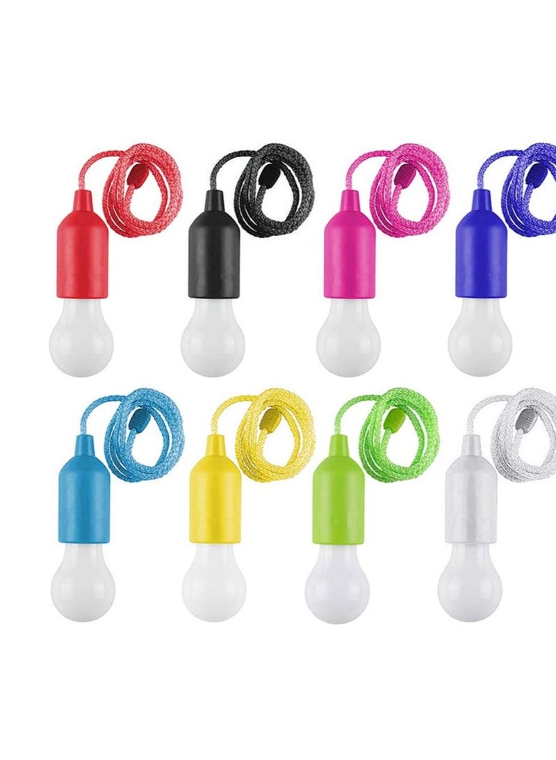 8 Pack LED Pull Cord Light Bulb, Portable Hanging Bright Bulbs, Suitable for Festival, Wedding, Camping, BBQ, Garden Parties