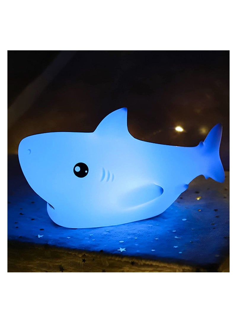 Kids Night Light Lamp for Cute Shark Silicone Baby Nursery Animal Room Lights Bedroom Kawaii Gift Boy