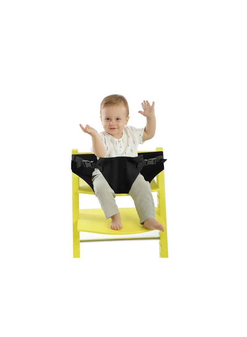Baby Harness Seat for High Chair, Portable Straps Feeding Safety Seat, Foldable Booster Belt Restaurants, Travel, Home, Shopping (Black)