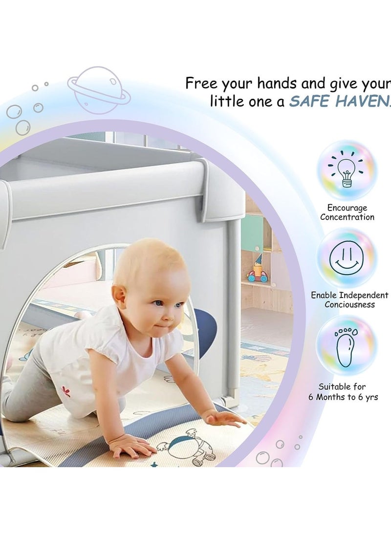 Baby Playpen, 150 x 180 x 68cm Large Play Fence for Baby and Toddlers, Anti-Collision Foam Playard with Ocean Balls and Pull Rings