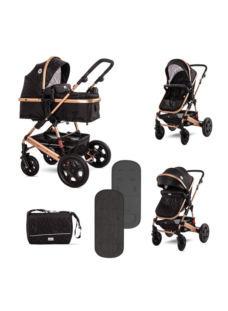 Baby Stroller Lora Luxe Black + Mama Bag